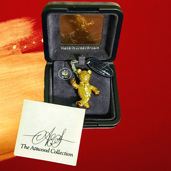 The Attwood Collection-Vintage A&S Signed Gold Plated & Crystal Teddy Bear B… - Picture 4 of 5